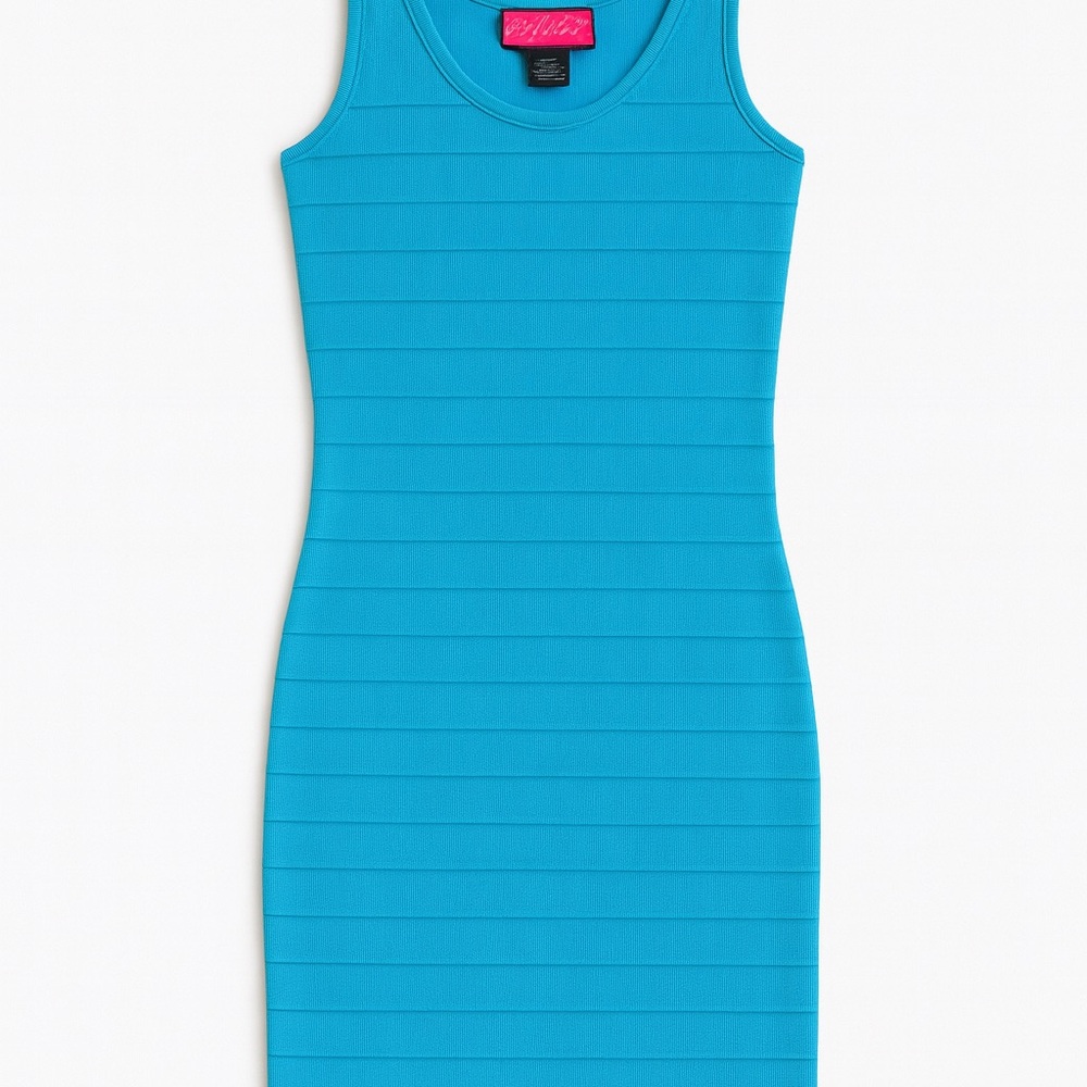 SkyWhat? Blue Bodycon Tank Dress M/L – Y2K Early 2000s Clubwear